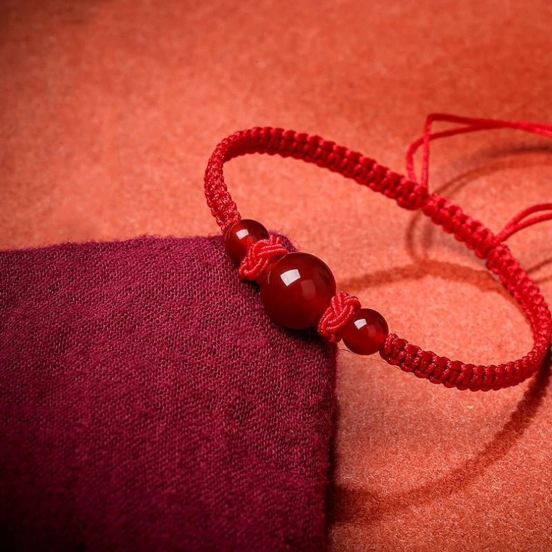 To Bring Good Luck In The Year Of The Red String Imitation Natural Agate Bracelet Couple Knitted Hand Rope