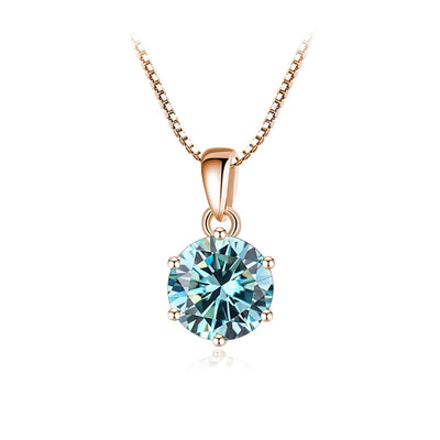 Trend  6.5mm 1.0 Carat D Moissanite Necklaces Rose Gold Plated Pendant Original Real S925 Silver Chain Jewelry For Women