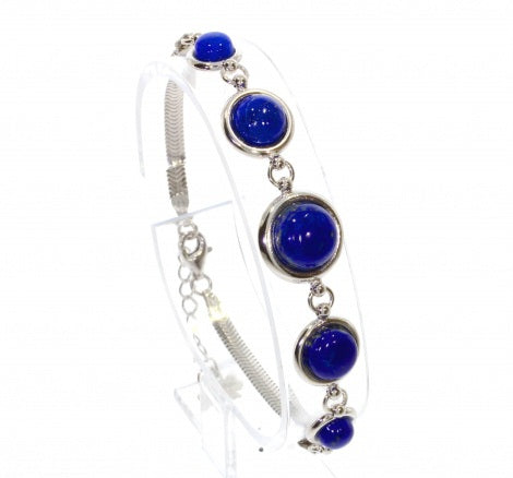 Lapis Lazuli Armband – 925 Sterlingsilber rhodiniert