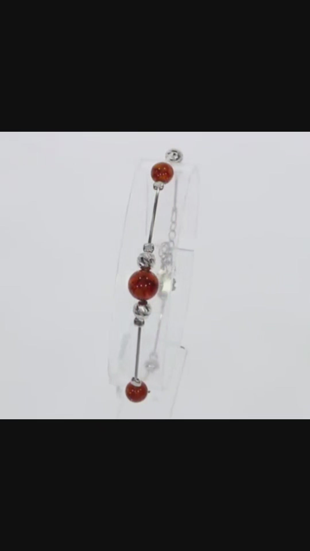 Armreif mit echter Bernstein – Schmuck Rhodium Silber