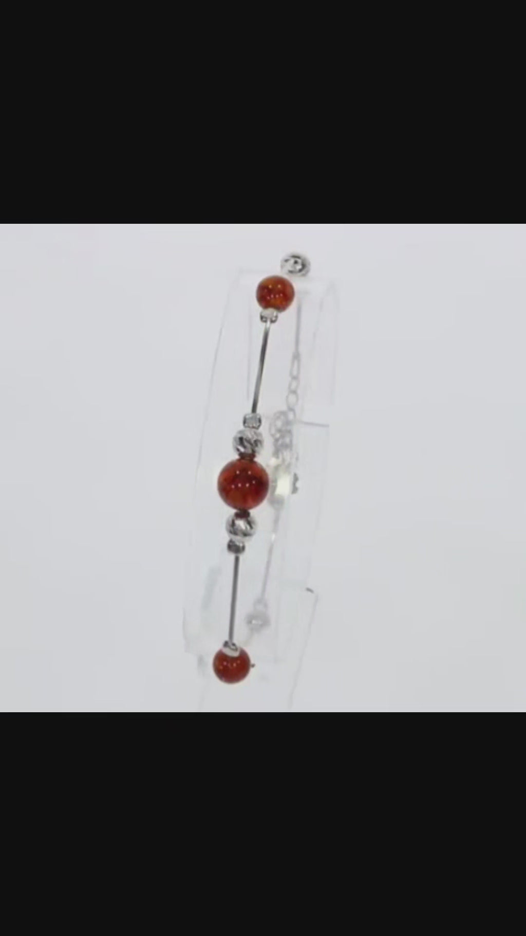 Armreif mit echter Bernstein – Schmuck Rhodium Silber