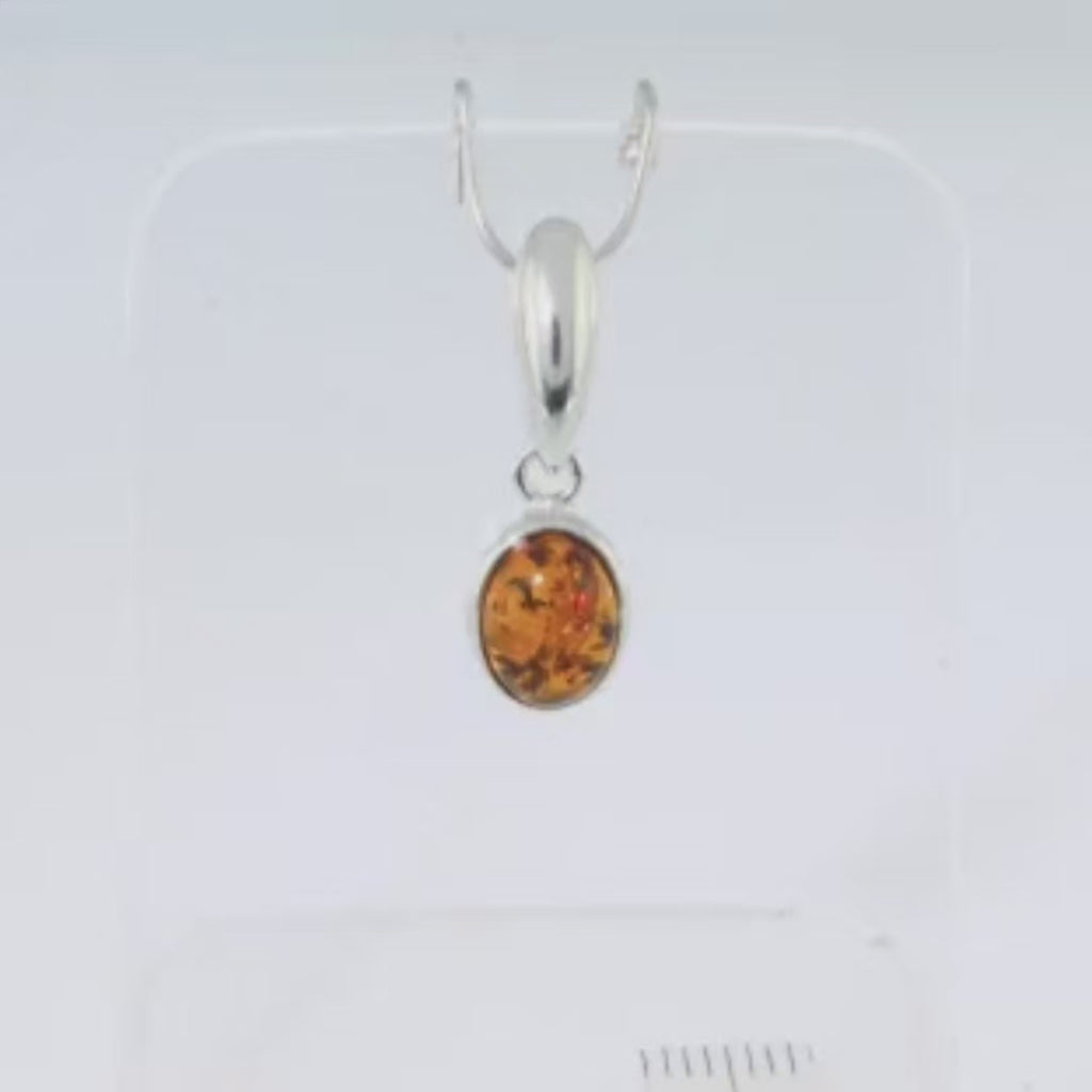 Anhänger mit echter Bernstein - Schmuck Rhodium Silber