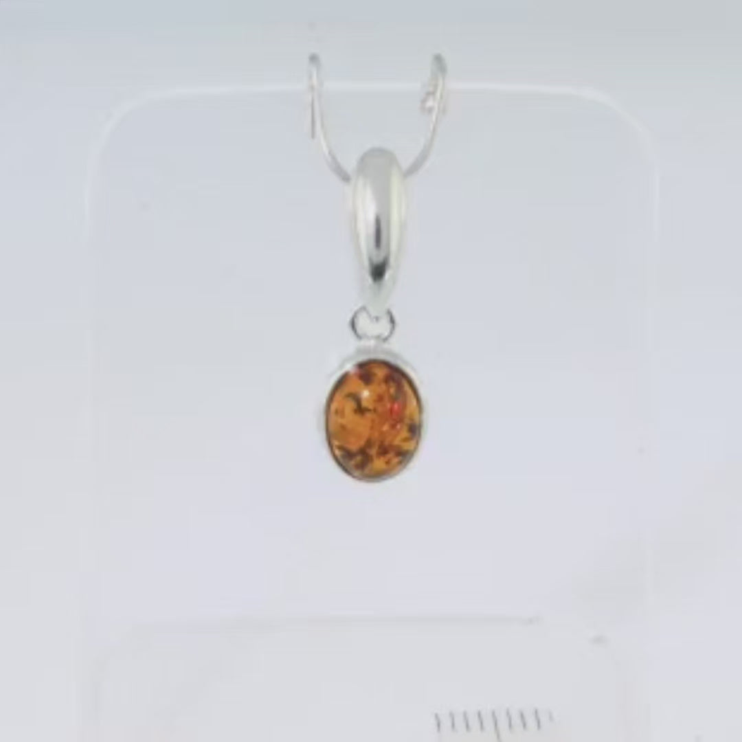 Anhänger mit echter Bernstein - Schmuck Rhodium Silber
