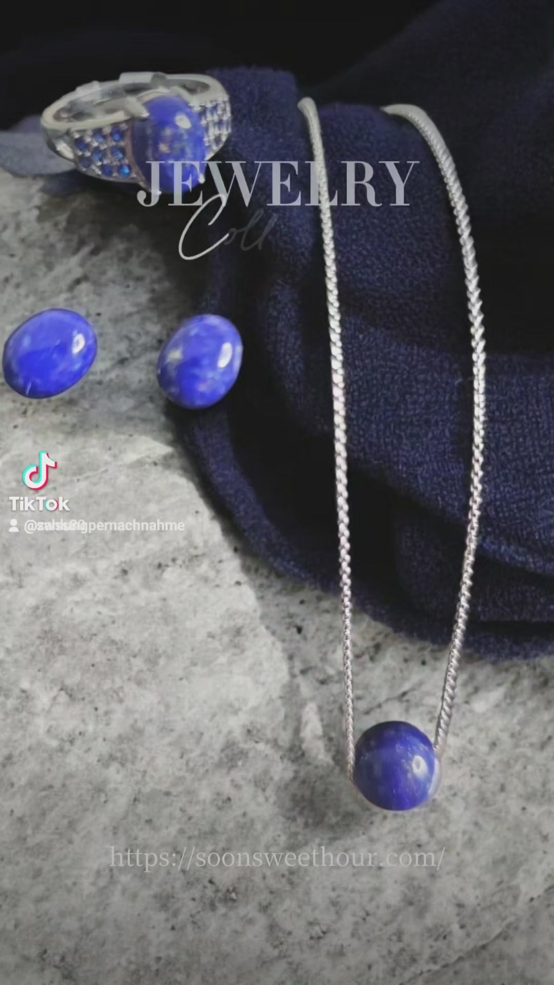 Exklusives Schmuckset aus rhodiniertem 925er Silber mit natürlichem Lapis Lazuli