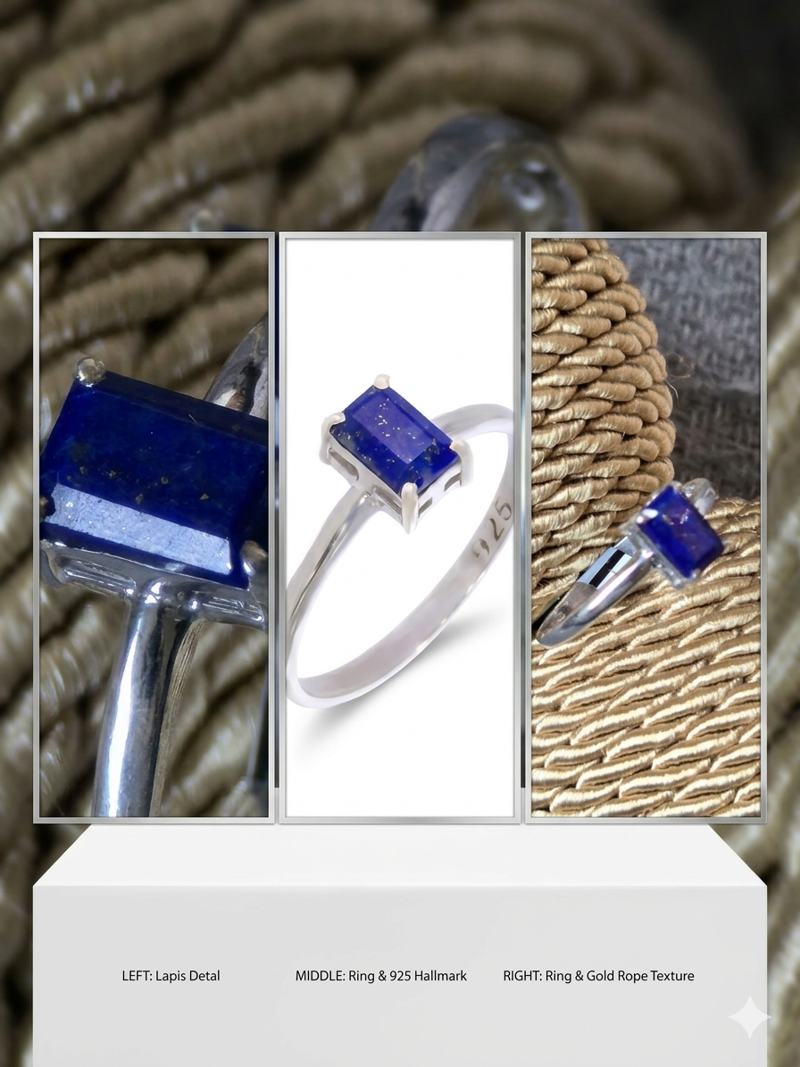 Lapis Lazuli Ring – 925 Silber Rhodiniert