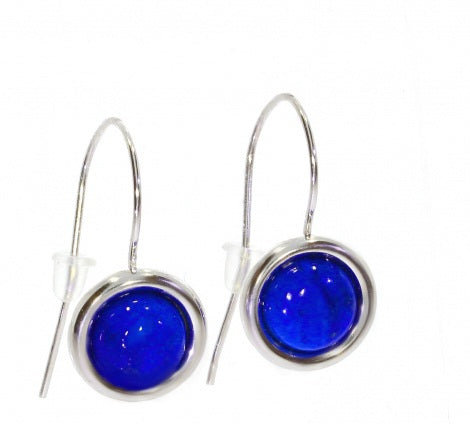 Lapis Lazuli Ohrringe oval aus 925 Sterlingsilber rhodiniert