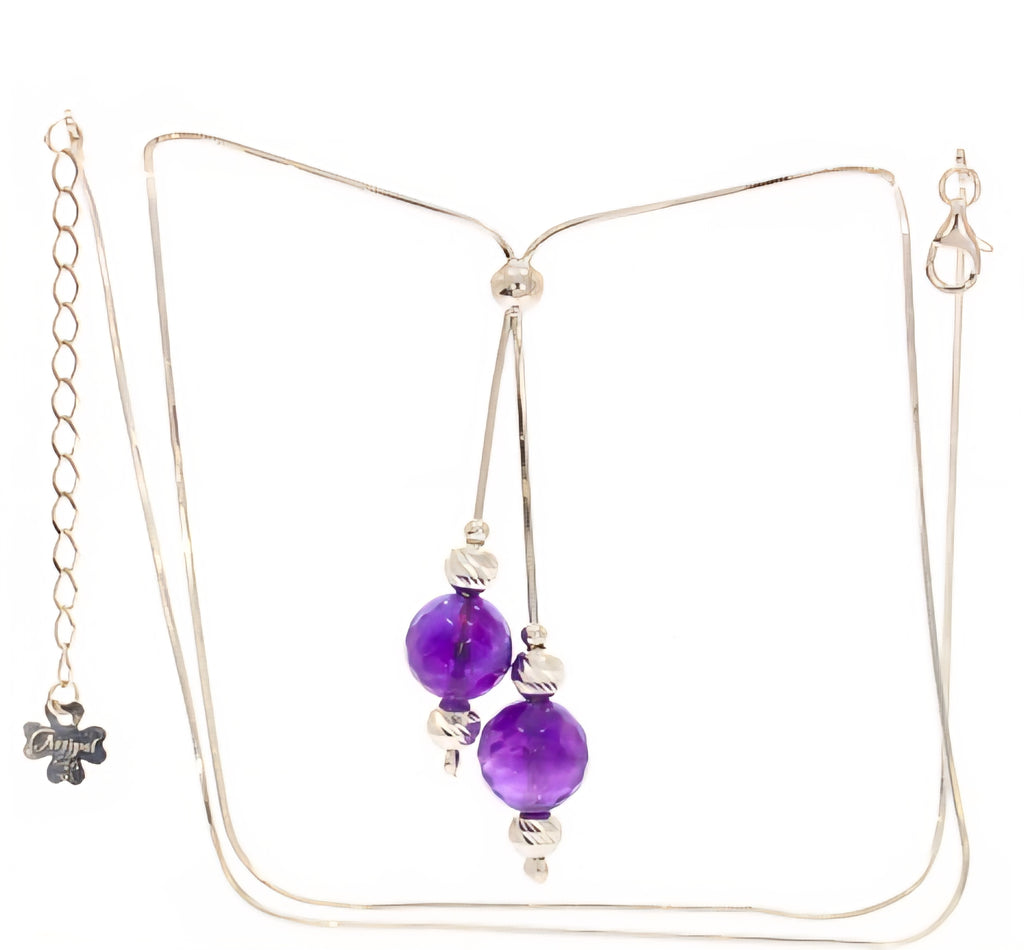 Amethyst Halskette – 925 Silber Rhodiniert