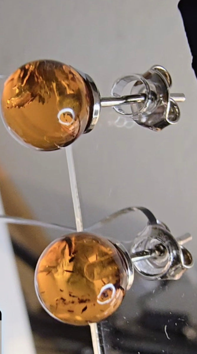 Bernstein Ohrringe – 925 Silber Rhodiniert