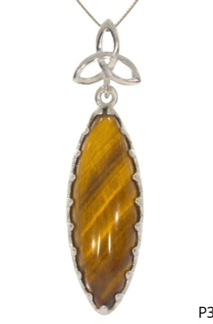 Tigerauge Anhänger Marquise – 925 Sterlingsilber rhodiniert