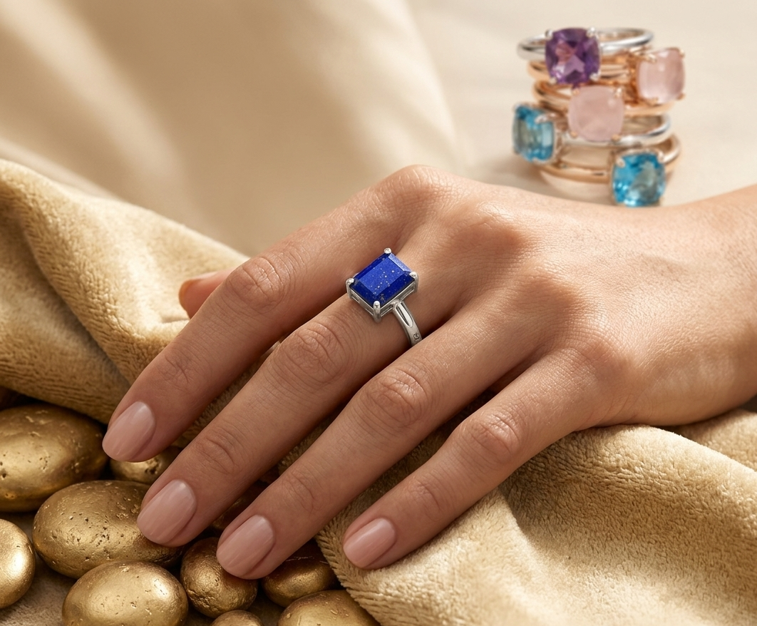 Lapis Lazuli Ring – 925 Silber Rhodiniert