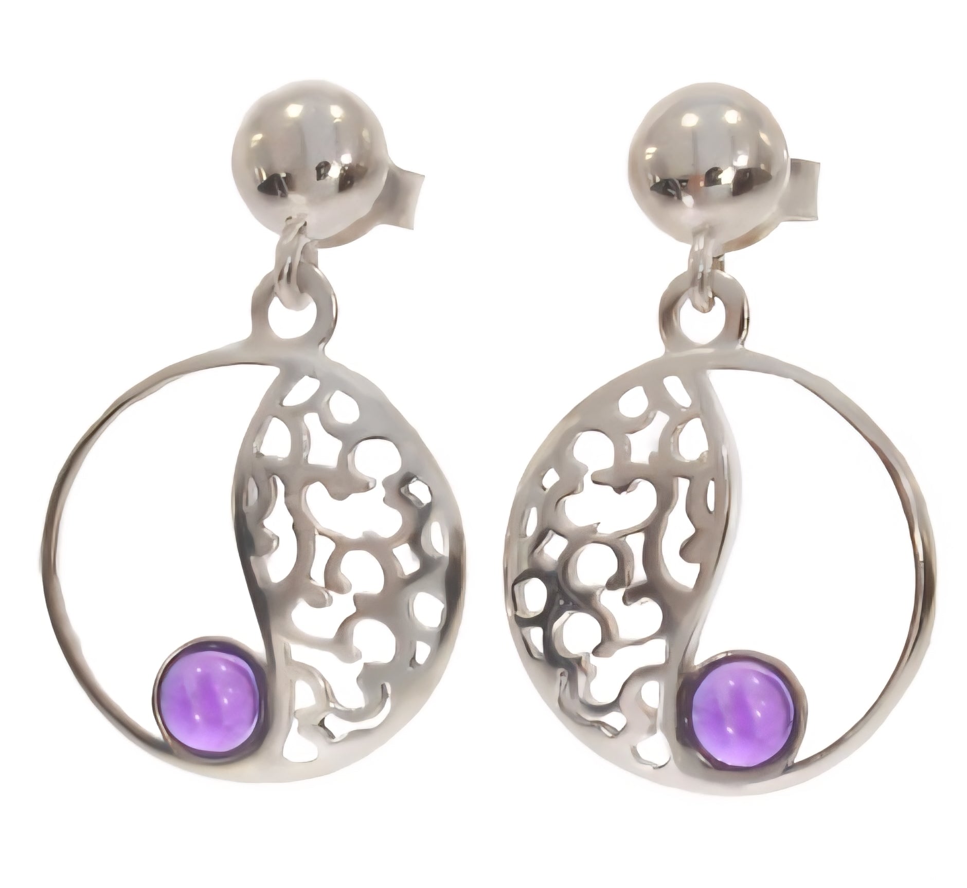 Ohrringe mit echter Amethyst - Schmuck Rhodium Silber