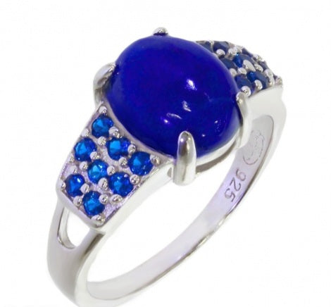 Lapis Lazuli Ring – 925 Silber Rhodiniert