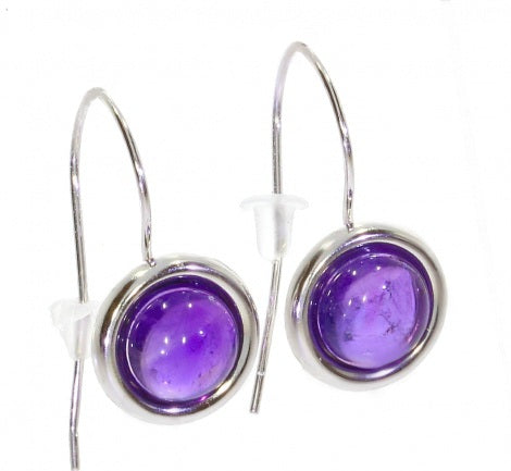 Amethyst Ohrringe oval aus 925 Sterlingsilber rhodiniert
